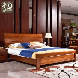 实木床现代简约中式胡桃木9026#低箱实木床卧室组合 实木双人床