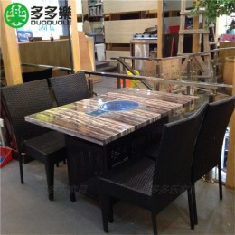 工厂为深圳上沙火锅店量身定做煤气火锅桌椅子