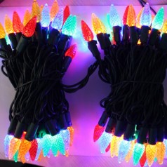 霓虹王圣诞灯串C6户外装饰灯串LED灯草莓花壳100灯10米