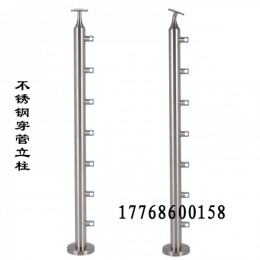 不锈钢38/50方管楼梯栏杆扶手立柱玻璃拉丝立柱阳台护栏支持定制