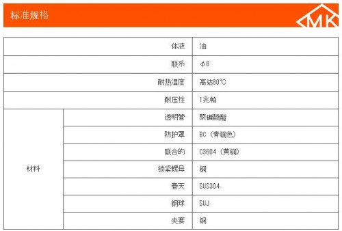 MAEDA KOKI 油信号MKC20-8-P型系列