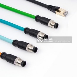 全芯M12圆形防水连接器 工业连接器航插 RJ45以太网跳线 Fischer连接器