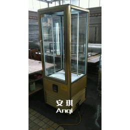金色四角旋转冷藏冰柜饮料红酒保鲜展示柜电动旋转保鲜冷柜立式